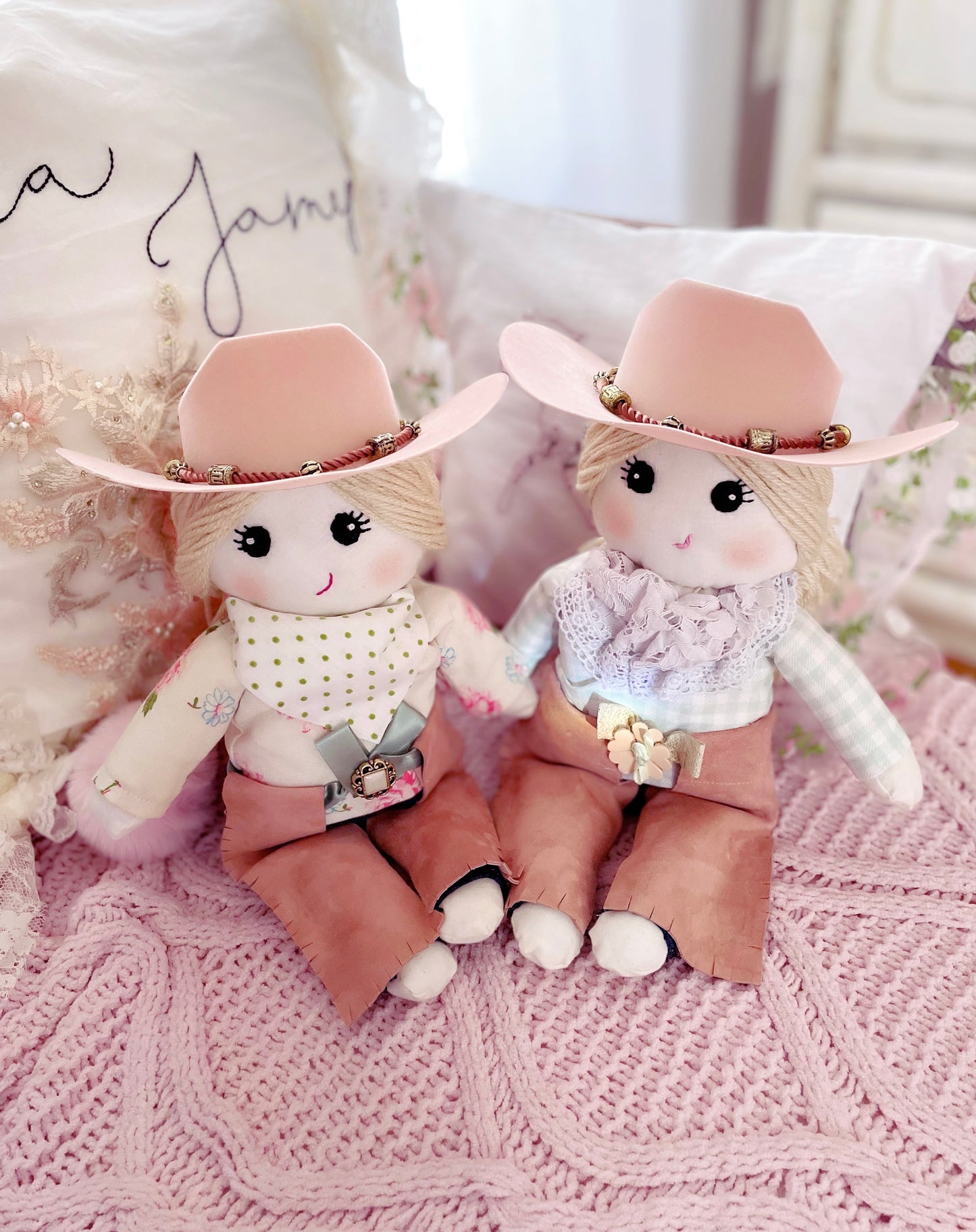 Gingham cowgirl doll, handmade heirloom doll