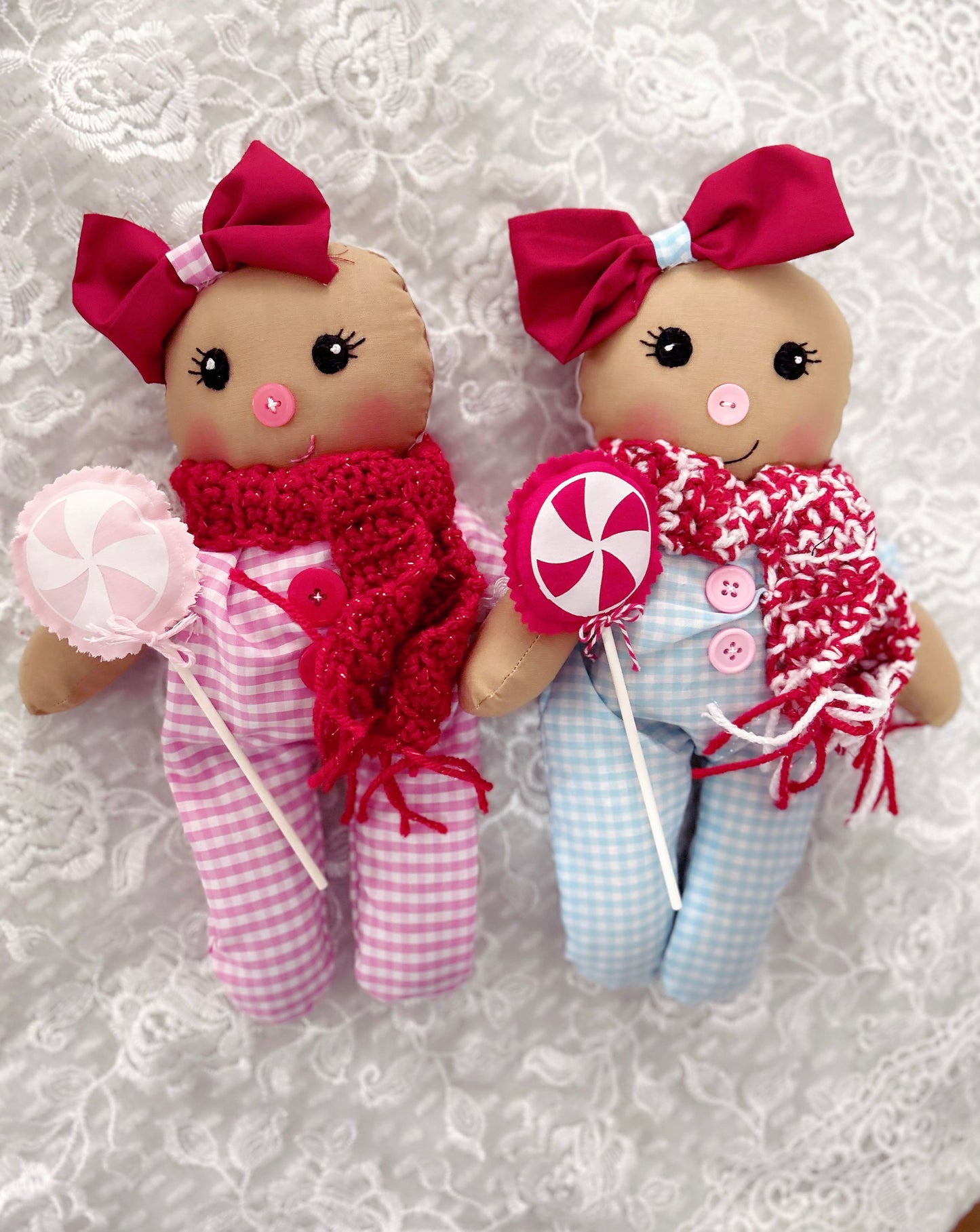 Handmade Gingerbread Baby Doll (Pink)