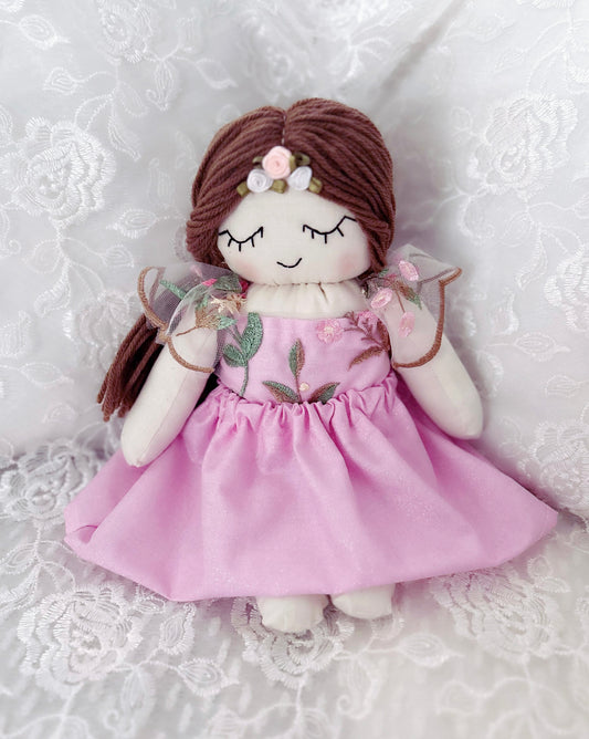 Handmade flower baby doll, heirloom doll