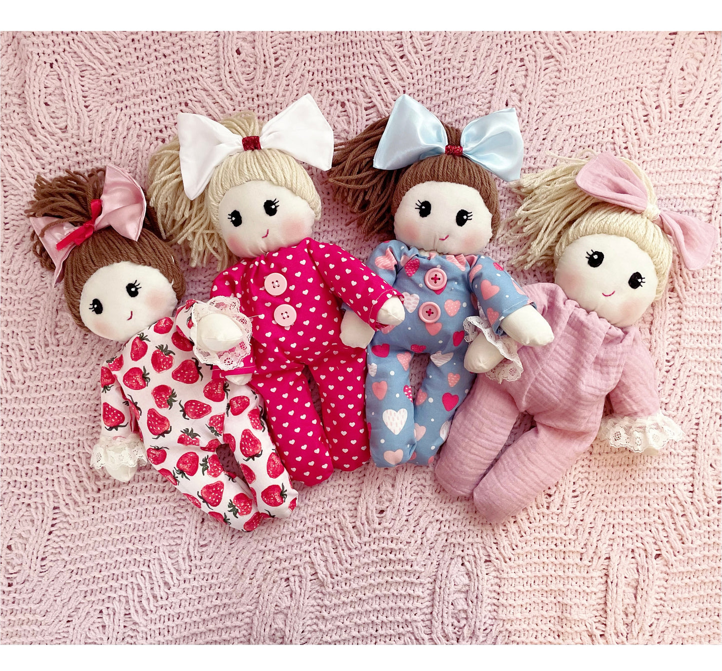 Bitty Valentine Baby 🎀 - Pink, Cloth Doll, Heirloom Doll, Handmade Doll