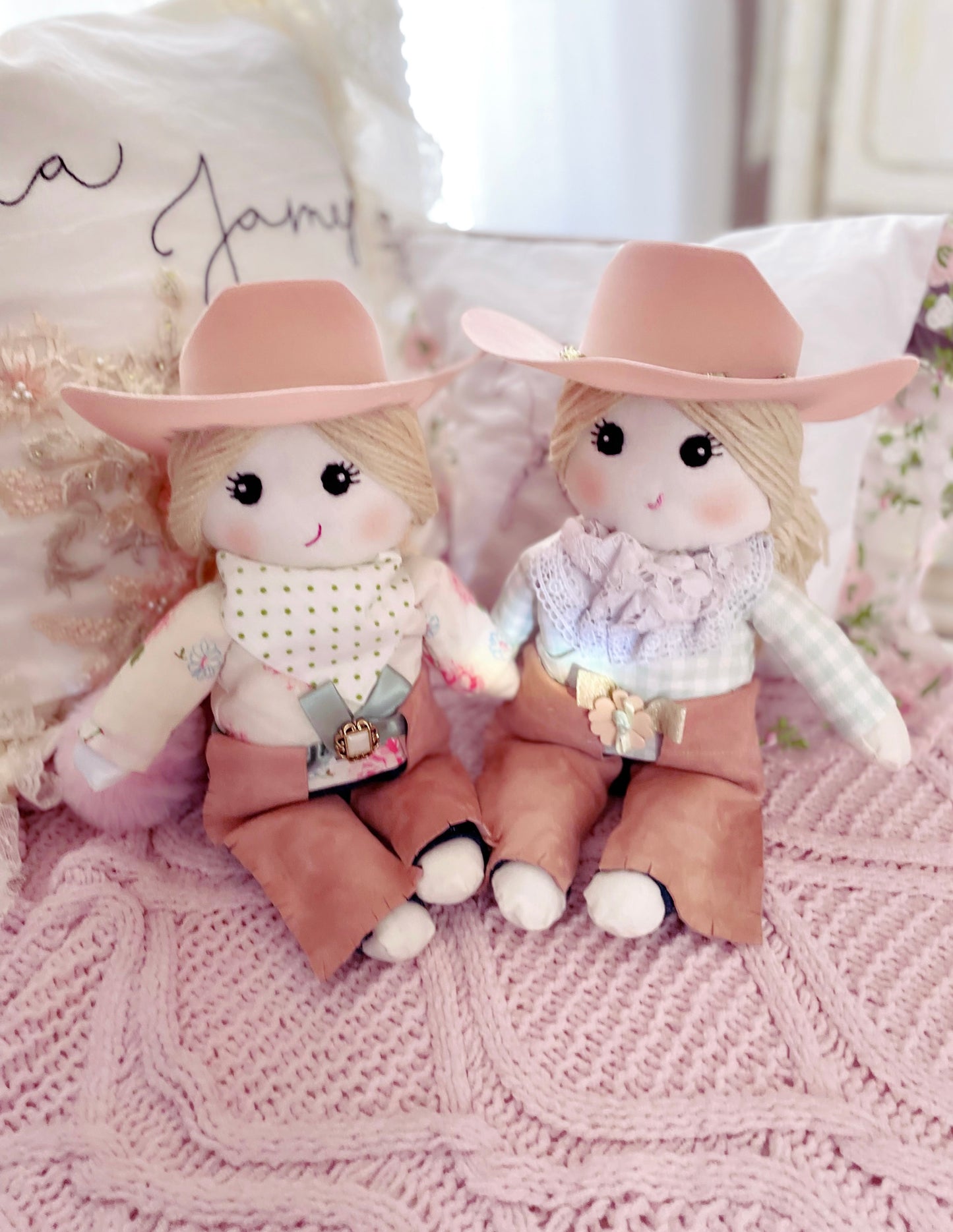 Gingham cowgirl doll, handmade heirloom doll