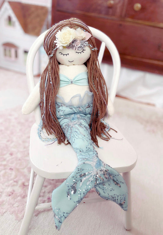 Adella Mermaid Doll, Heirloom Mermaid Doll, Handmade Mermaid Doll, Cloth Mermaid Doll, First Doll, Rag Doll