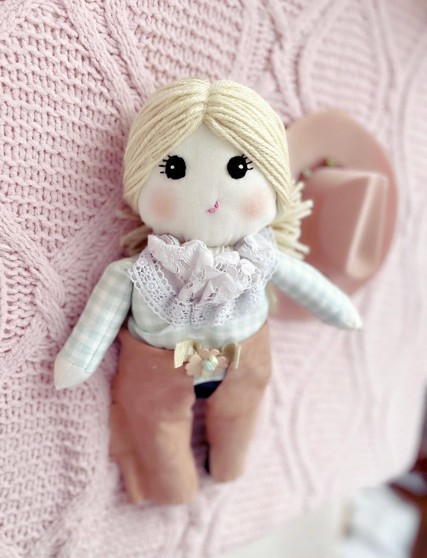 Gingham cowgirl doll, handmade heirloom doll