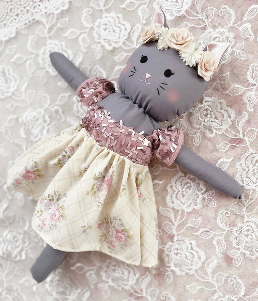 Sophie Kitty Doll, Cat Doll, Heirloom Doll, Stuffed Cat, Cat Plushie, First Doll, Handmade Dolls