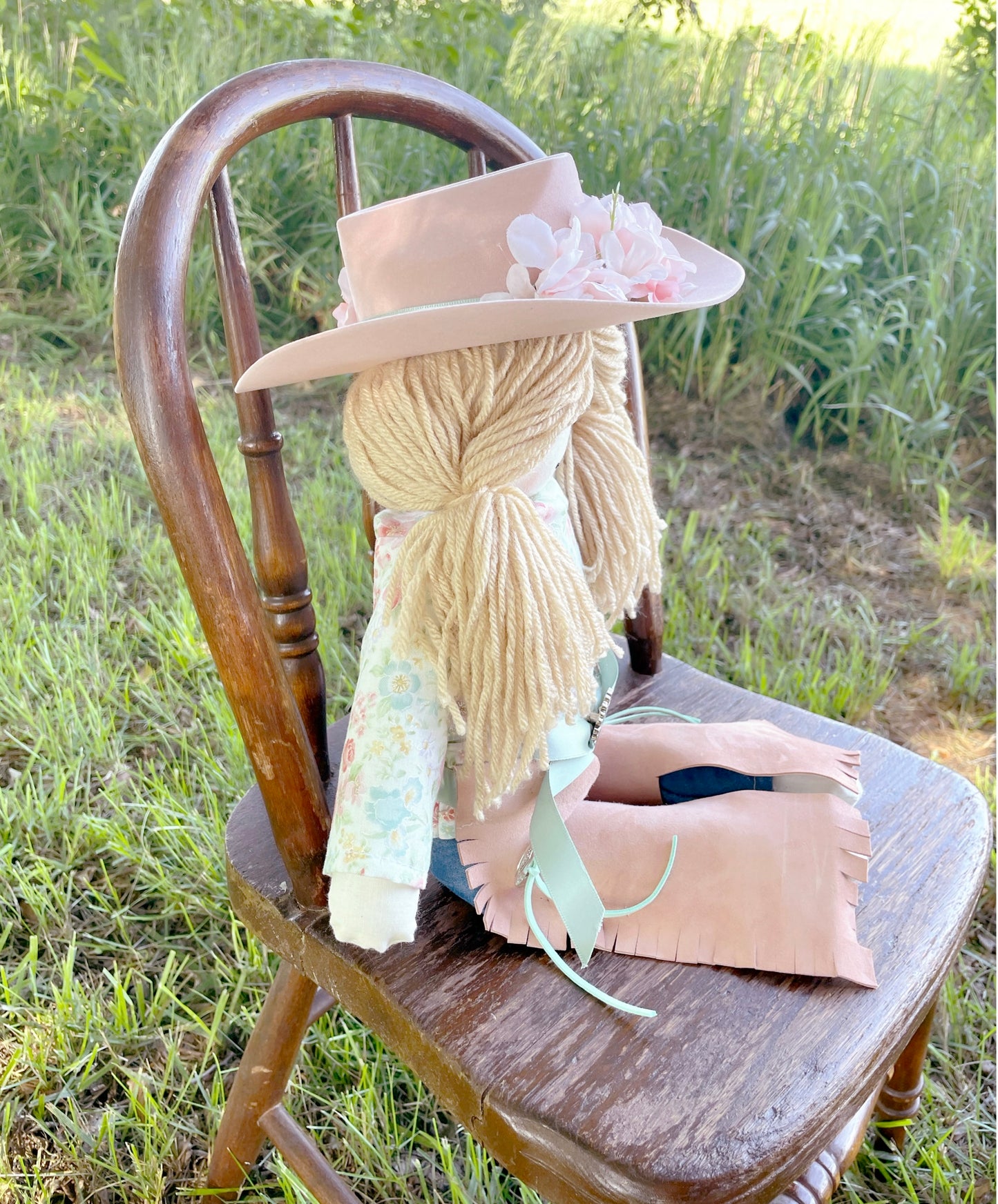 Cassidy cowgirl doll, western doll, floral doll, heirloom doll, handmade doll, cowgirl toys